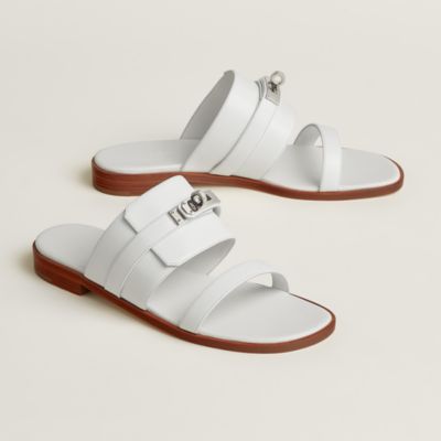 White - Hermès women's leather sandals and slides | Hermès USA